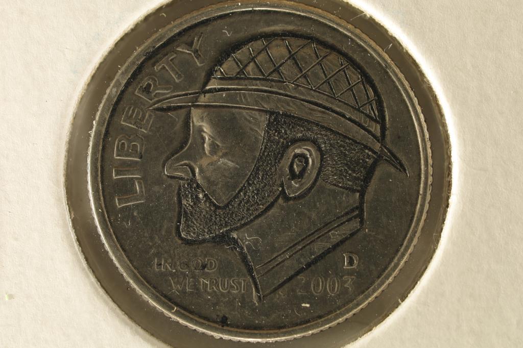 HOBO DIME ON A 2003-D ROOSEVELT DIME BRILLIANT UNC: NEAT PIECE HAND ENGRAVED, USUALLY DO NOT SEE DIMES DONE UP