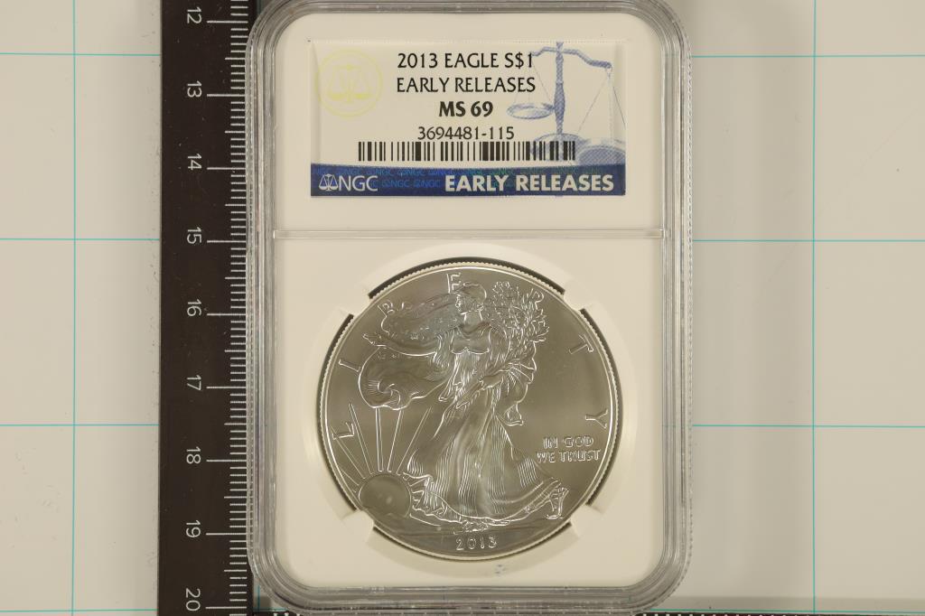 2013 AMERICAN SILVER EAGLE NGC MS69 EARLY RELEASES (1 of 2)