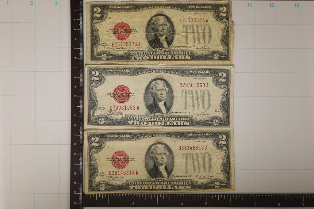 1928E, 1928F & 1928G $2 UNITED STATES NOTES RED (1 of 2)