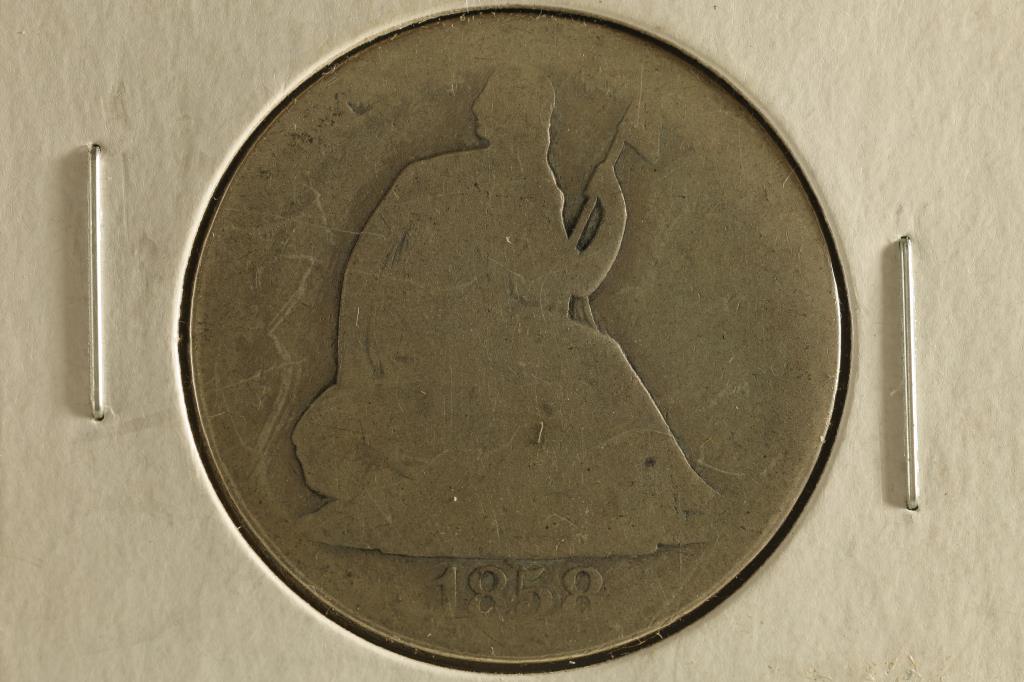1858 SILVER SEATED LIBERTY HALF DOLLAR (1 of 2)