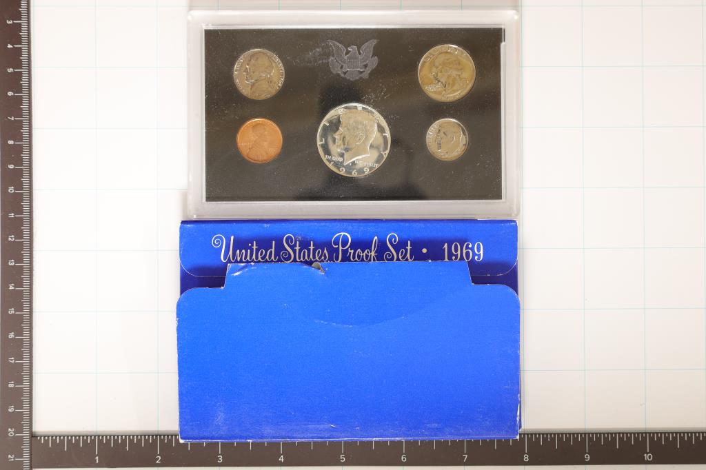 1969 US PROOF SET WITH BOX, 40% SILVER JFK HALF (1 of 2)