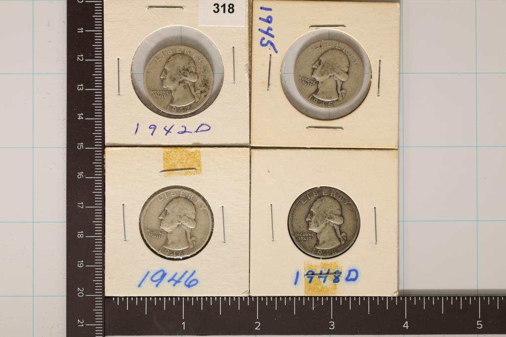 1942-D, 1945, 1946 & 1948-D WASHINGTON SILVER (1 of 2)