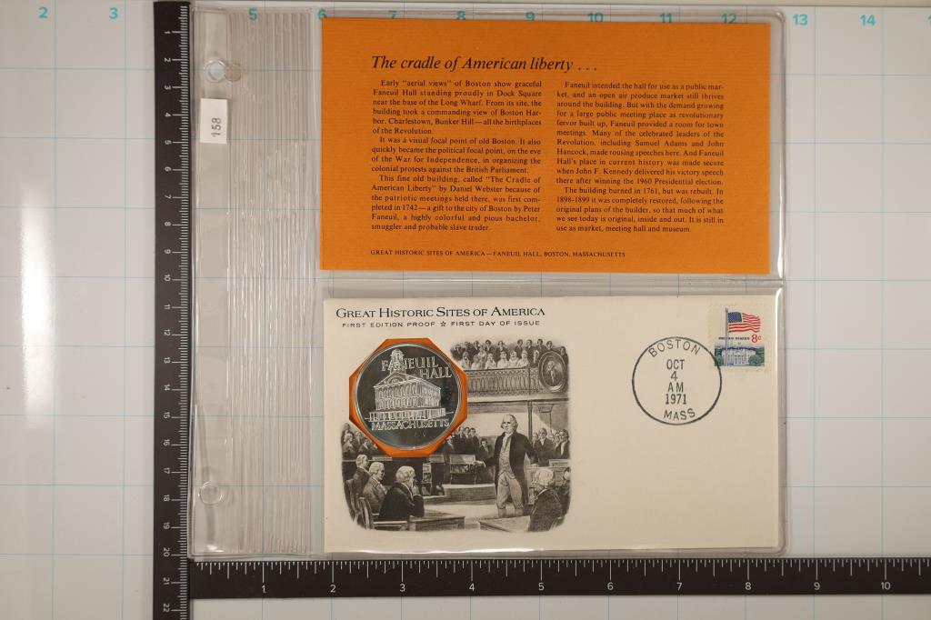 STERLING SILVER PROOF ROUND ON 1971 FDC WITH INFO (1 of 2)