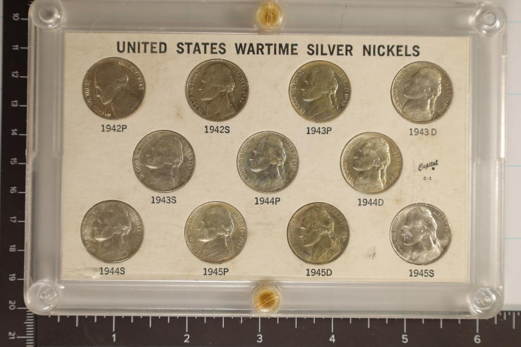SET OF 11-35% SILVER JEFFERSON WAR NICKELS: (1 of 2)
