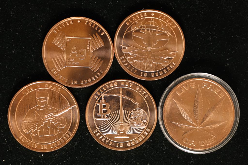 5-1 0Z. BRILLIANT UNC COPPER ROUNDS: MEN IN (1 of 2)