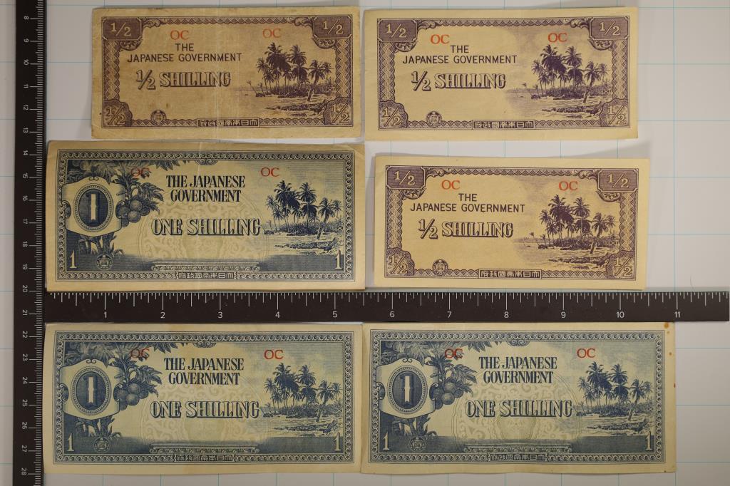 6-JAPANESE GOVERNMENT INVASION CURRENCY: 3-HALF SHILLING AND 3-ONE SHILLING