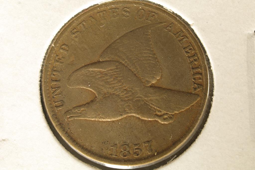 1857 FLYING EAGLE CENT (FINE) WATCH FOR OUR NEXT (1 of 2)