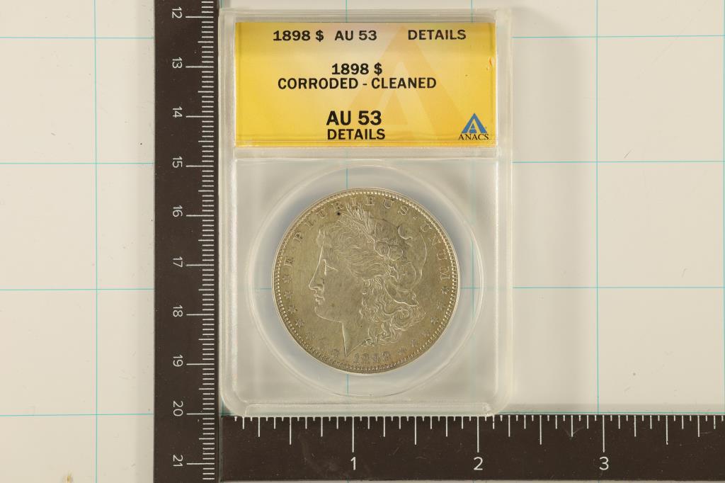 1898 MORGAN SILVER DOLLAR ANACS AU53 CORRODED & (1 of 2)