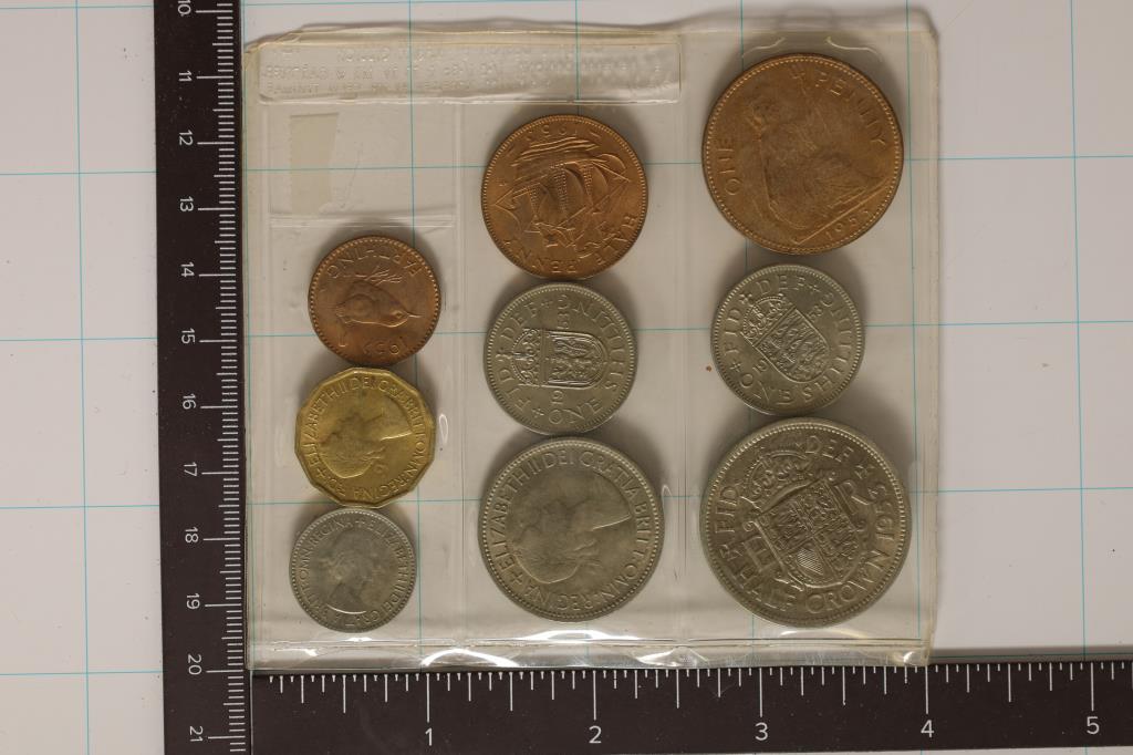 1953 GREAT BRITAIN 9 COIN UNC SET IN ORIGINAL MINT (1 of 2)
