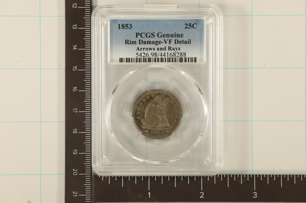 1853 SILVER SEATED LIBERTY QUARTER PCGS GENIUNE (1 of 2)
