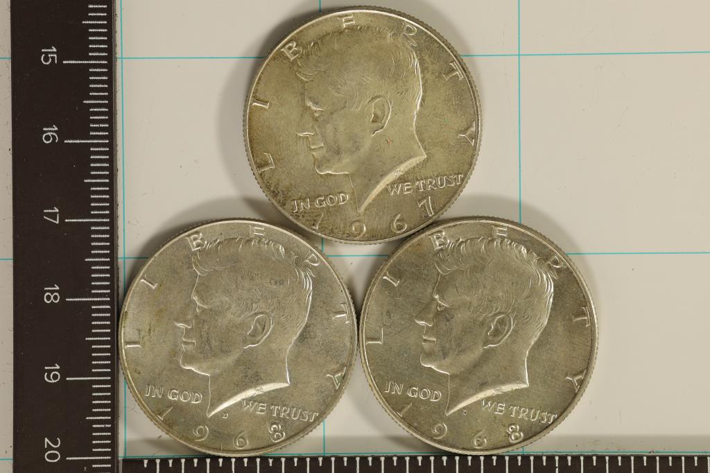 1967 & 2-1968-D KENNEDY HALF DOLLARS UNC (1 of 2)