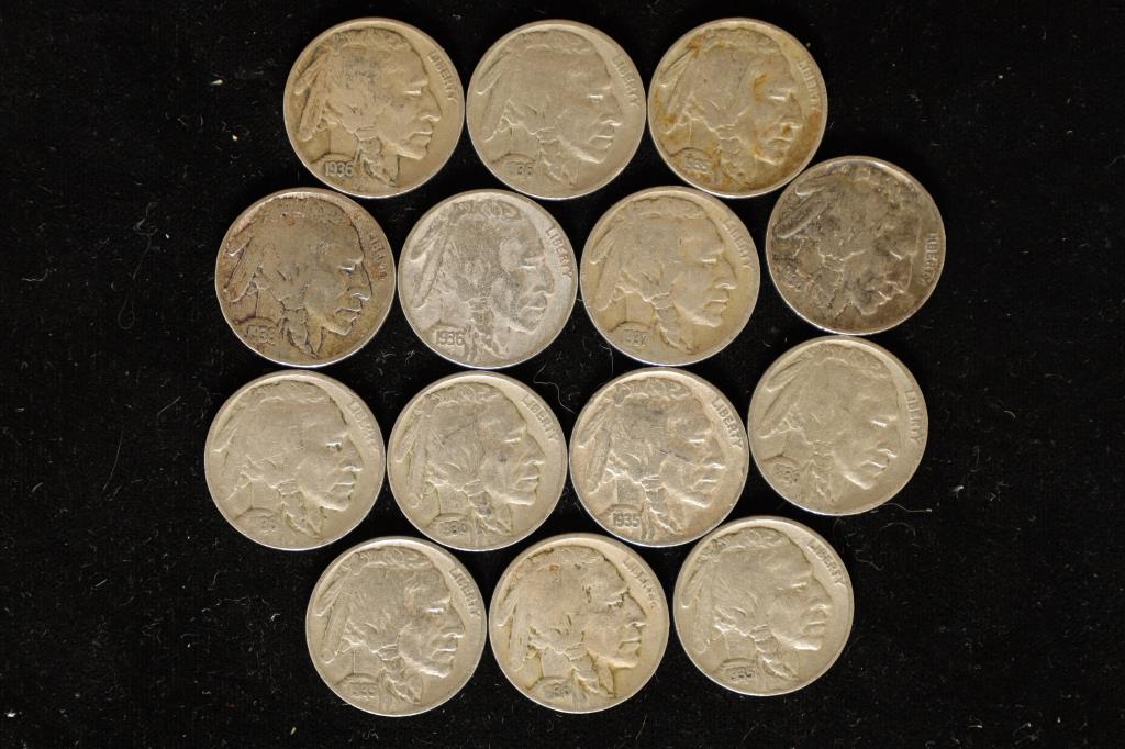 14 ASSORTED 1930'S FULL DATE BUFFALO NICKELS (1 of 2)
