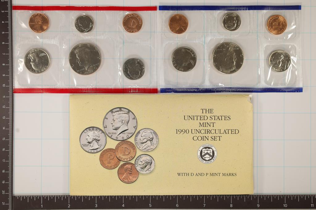1990 US MINT SET (UNC) P/D (WITH ENVELOPE) (1 of 2)