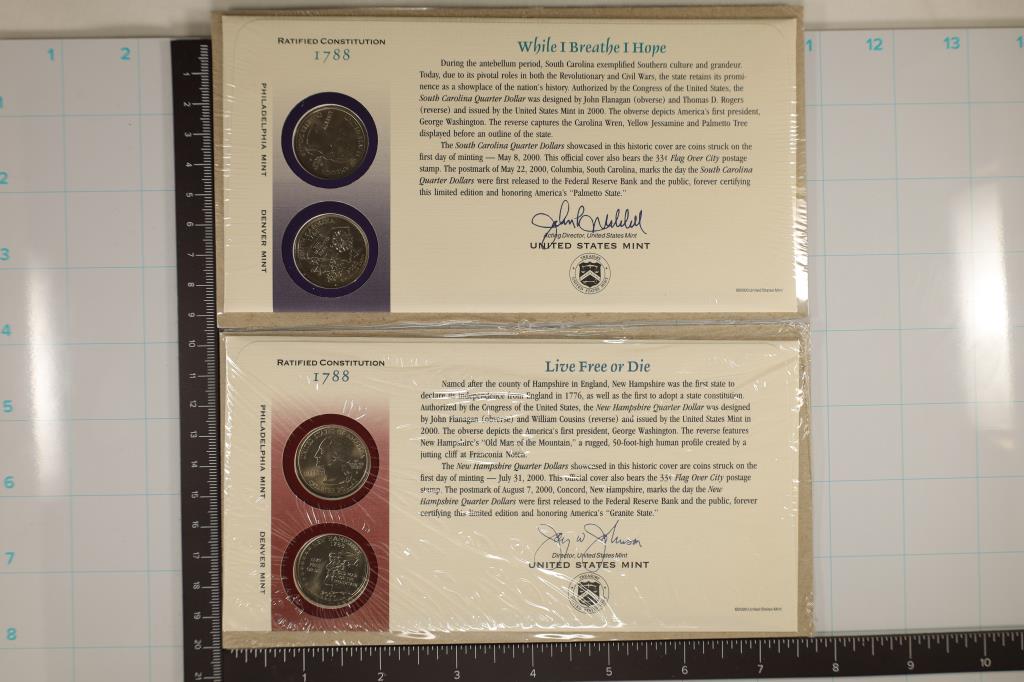 2 STATE QUARTER P & D SETS IN FIRST DAY COVER (1 of 2)