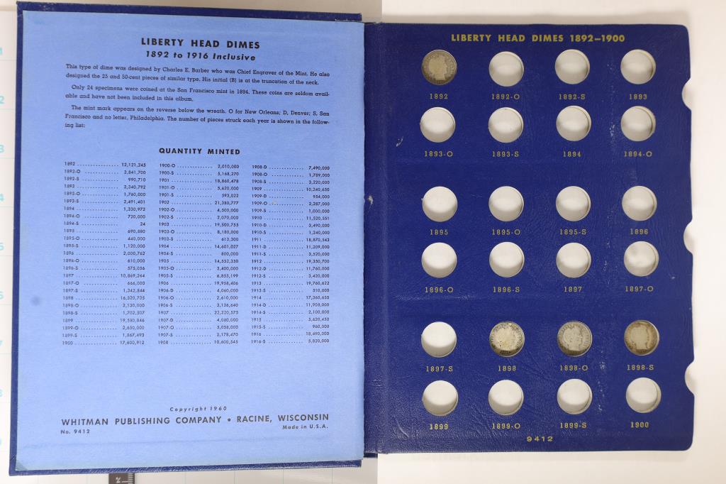 PARTIAL 1892-1916 BARBER DIME SET 20 COINS IN (1 of 6)
