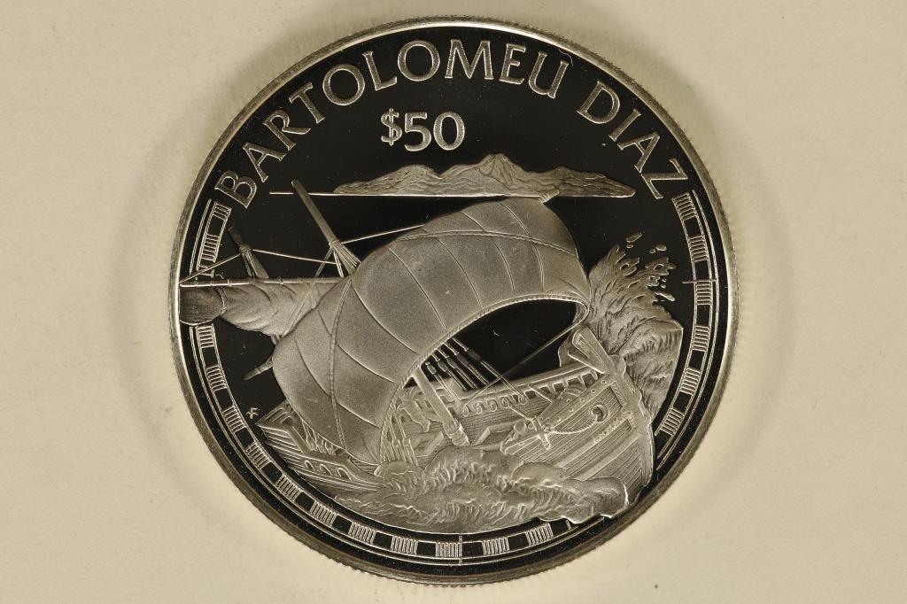 1988 COOK ISLAND SILVER $50 PF COIN .6227 OZ. ASW: BARTOLOMEU DIAZ