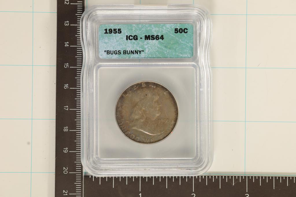 1955 SILVER FRANKLIN HALF DOLLAR ICG MS64 BUGS (1 of 2)