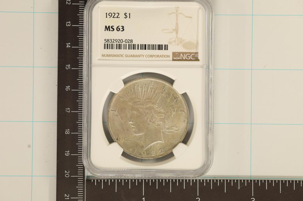 1922 PEACE SILVER DOLLAR NGC MS63 (1 of 2)