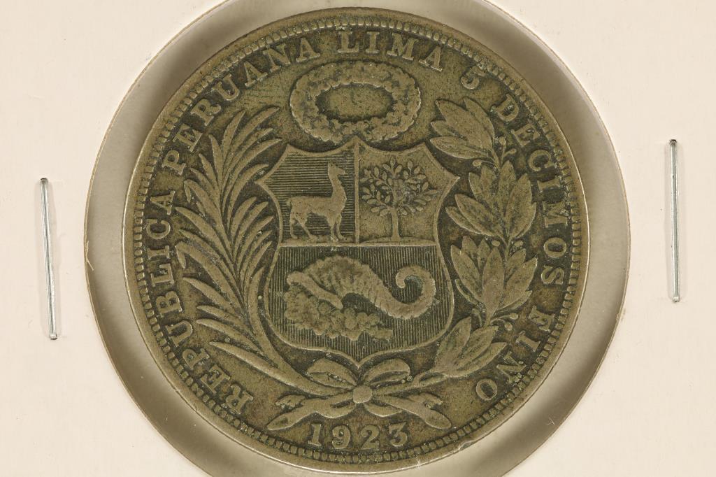 1923 PERU SILVER 1 SOL COIN .4019 OZ. ASW (1 of 2)