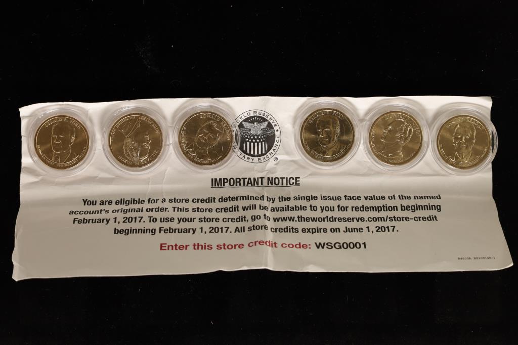 6 BRILLIANT UNC PRESIDENTIAL DOLLAR P & D SETS IN (1 of 1)