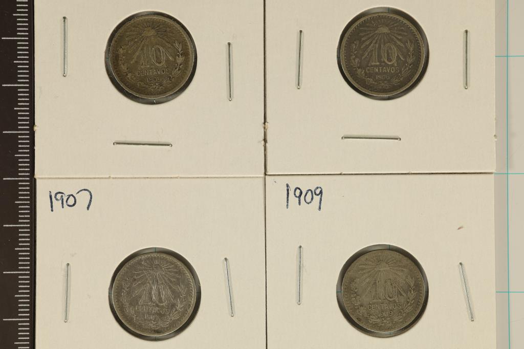 1905, 1906, 1907 & 1909 MEXICO SILVER "CAP & RAYS" (1 of 2)