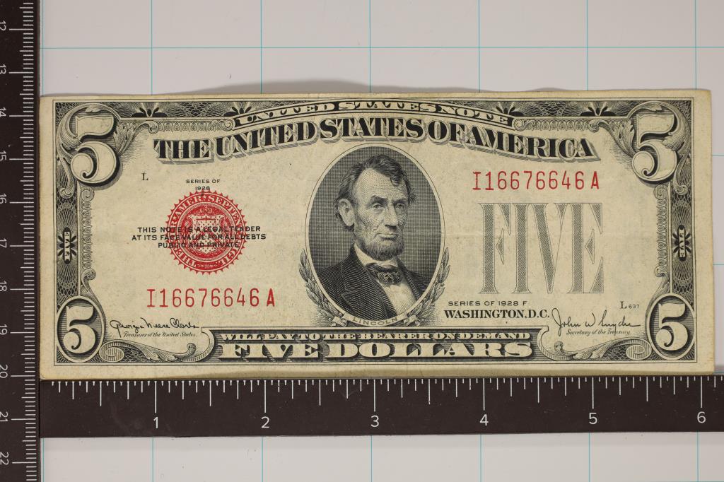 1928-F US $5 RED SEAL NOTE (1 of 2)