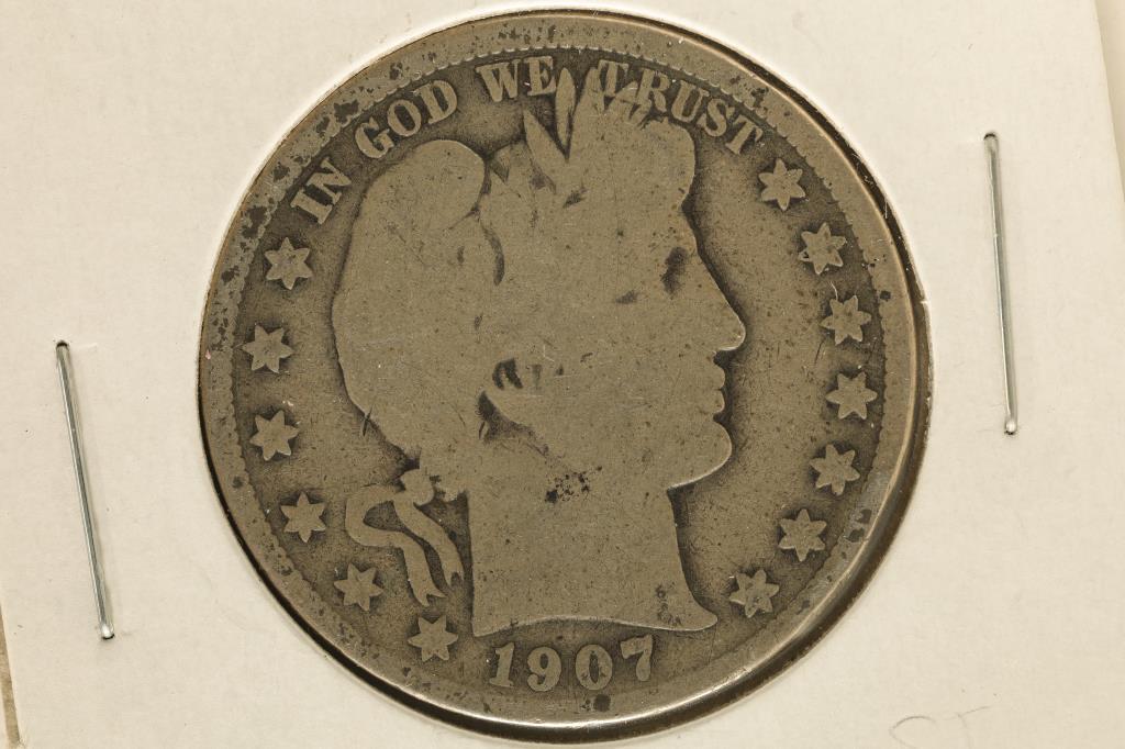 1907 SILVER BARBER HALF DOLLAR (1 of 2)