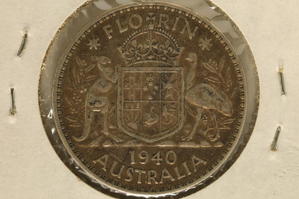 1940 AUSTRALIA SILVER 1 FLORIN .3364 OZ. ASW: WATCH FOR OUR NEXT AUCTION ON (MONDAY JULY 17TH, 2023) AT 7PM EDT. THANKS FOR YOUR BUSINESS.