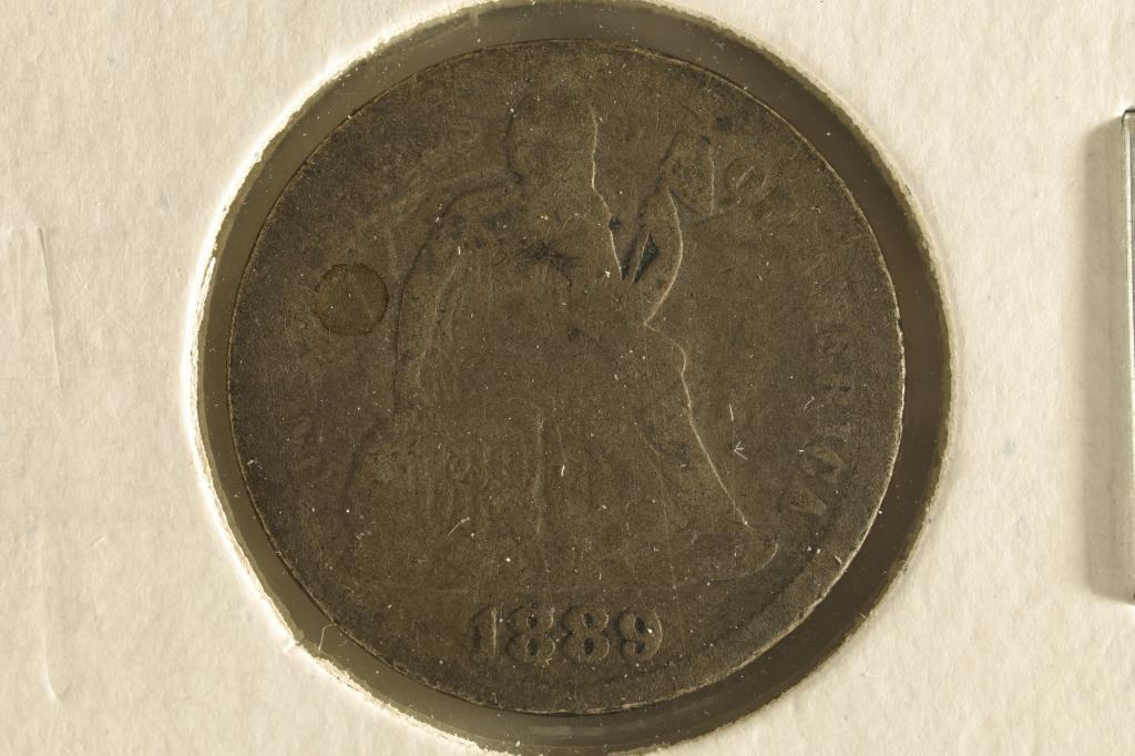 1889 SILVER SEATED LIBERTY DIME VERY GOOD (1 of 2)