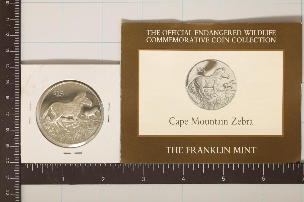 1993 BRITISH VIRGIN ISLANDS SILVER $25 PROOF CAPE: MOUNTAIN ZEBRA