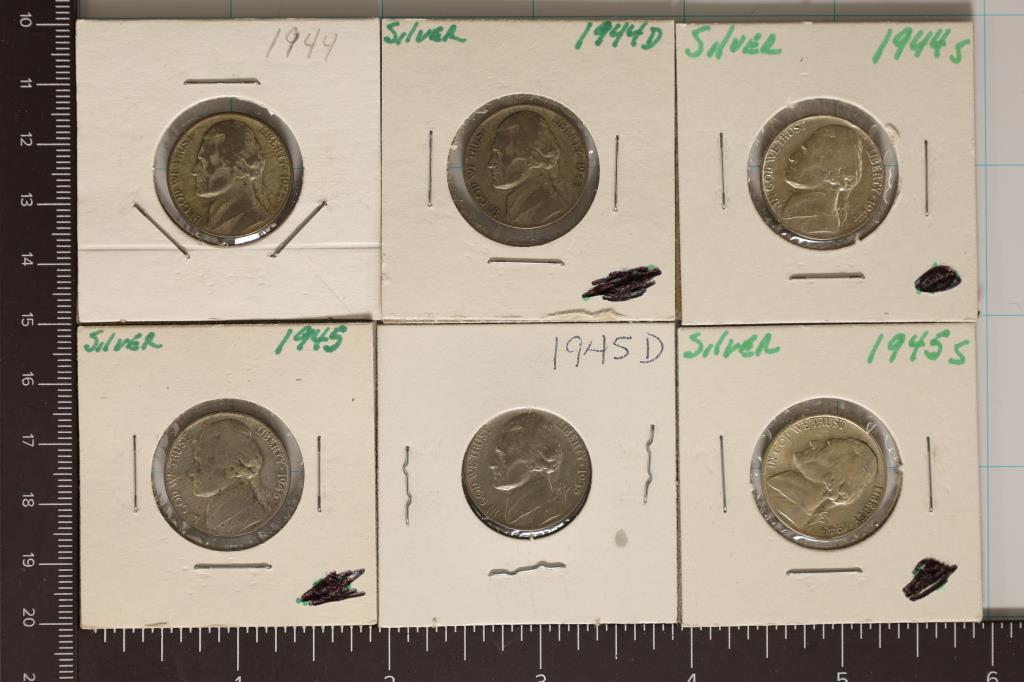 1944 P/D/S & 1945 P/D/S SILVER JEFFERSON WAR NICKS: WATCH FOR OUR NEXT AUCTION ON (MONDAY JULY 17TH, 2023) AT 7PM EDT. THANKS FOR YOUR BUSINESS.