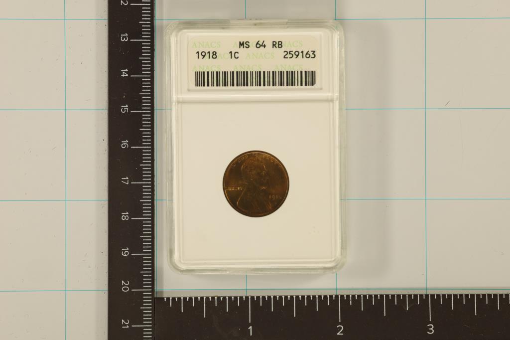 1918 LINCOLN CENT ANACS MS64 RB (RED BROWN) (1 of 2)