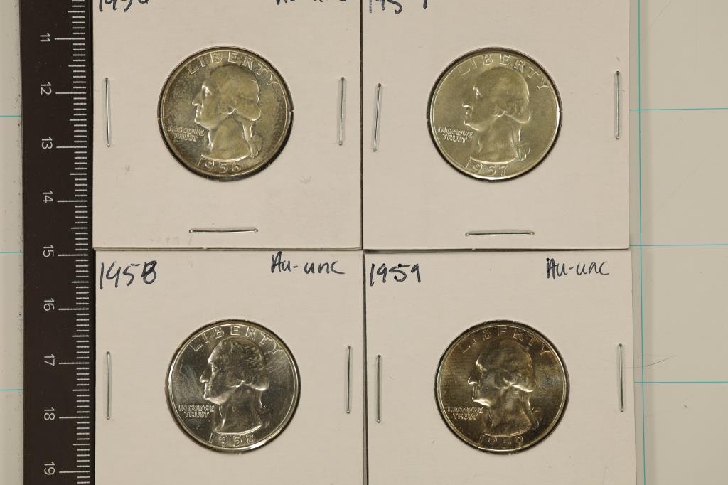 1956, 57, 58 & 1959 WASHINGTON SILVER QUARTERS . (1 of 2)