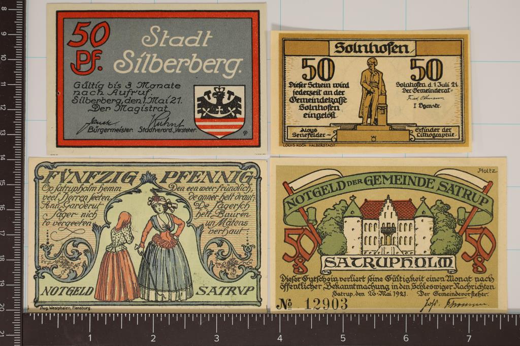 4-1921 GERMAN NOTGELDS 50 PFENNIGS, 3 DIFFERENT (1 of 2)