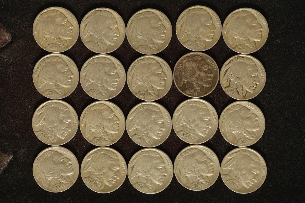 20 ASSORETED 1926-37 FULL DATE BUFFALO NICKELS (1 of 2)