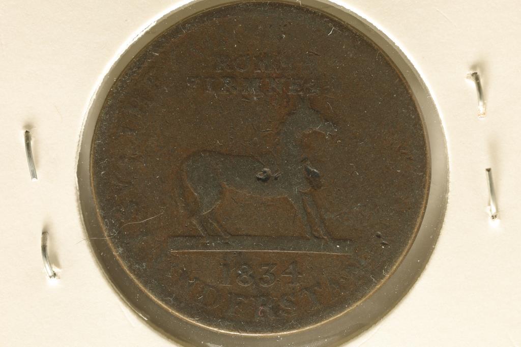 1834 HARD TIMES TOKEN HT-25 ROMAN FIRMNESS WATCH (1 of 2)