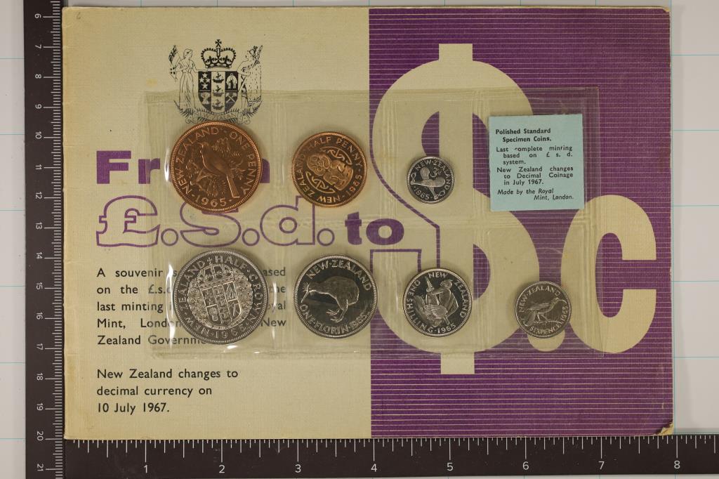 1965 NEW ZEALAND 7 COIN BRILLIANT UNC SET IN (1 of 3)