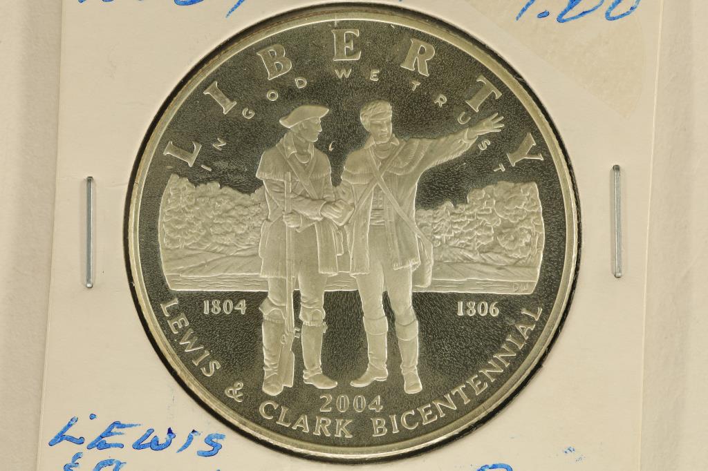 2004-P US PROOF SILVER $1 "LEWIS & CLARK" HAZEY: WATCH FOR OUR NEXT AUCTION ON (MONDAY JULY 24TH, 2023) AT 7PM EDT. THANKS FOR YOUR BUSINESS.