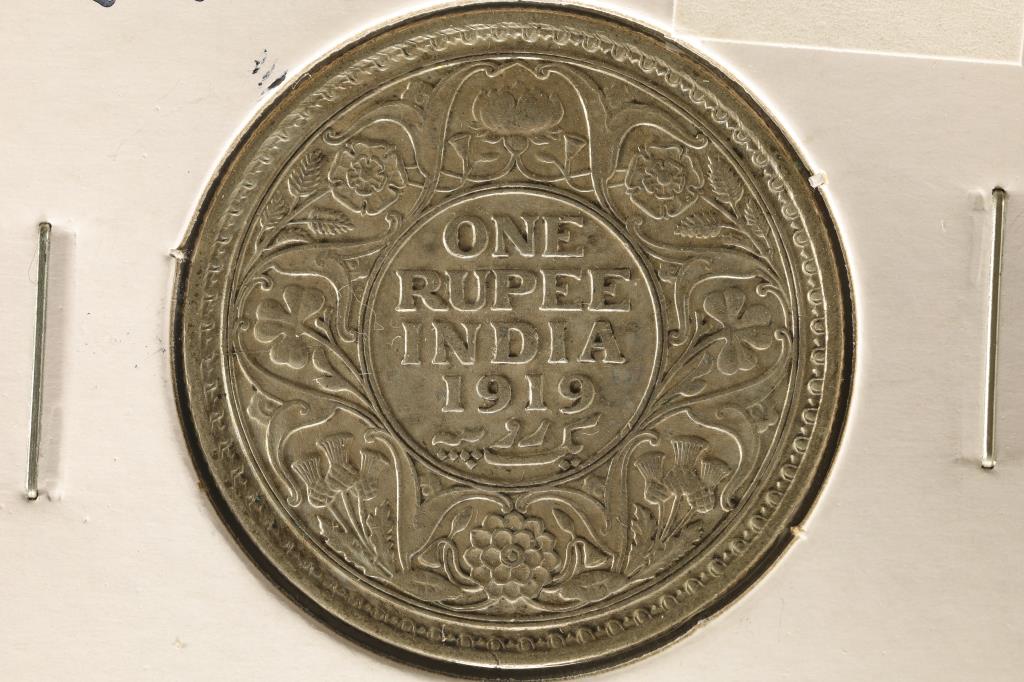 1919 INDIA SILVER 1 RUPEE .3438 OZ. ASW (AU) (1 of 2)