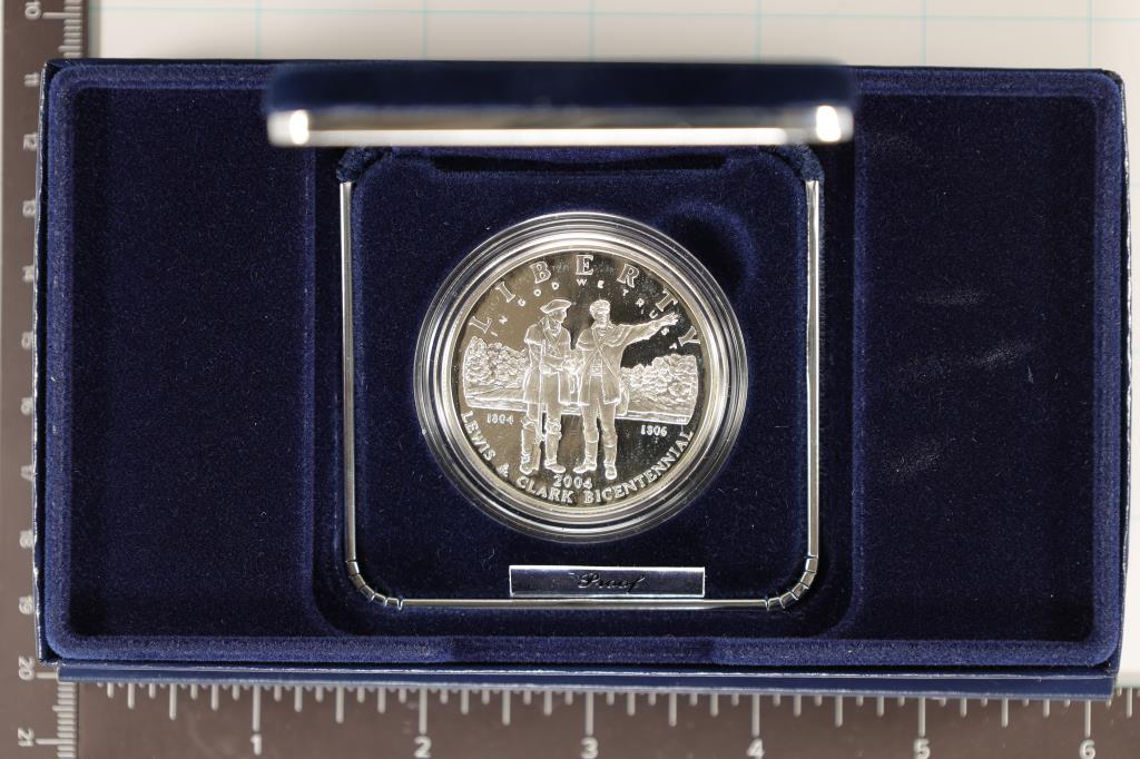 2004-P US PROOF SILVER $1 "LEWIS & CLARK": IN ORGINAL US MINT PACKAGING WITH CERT