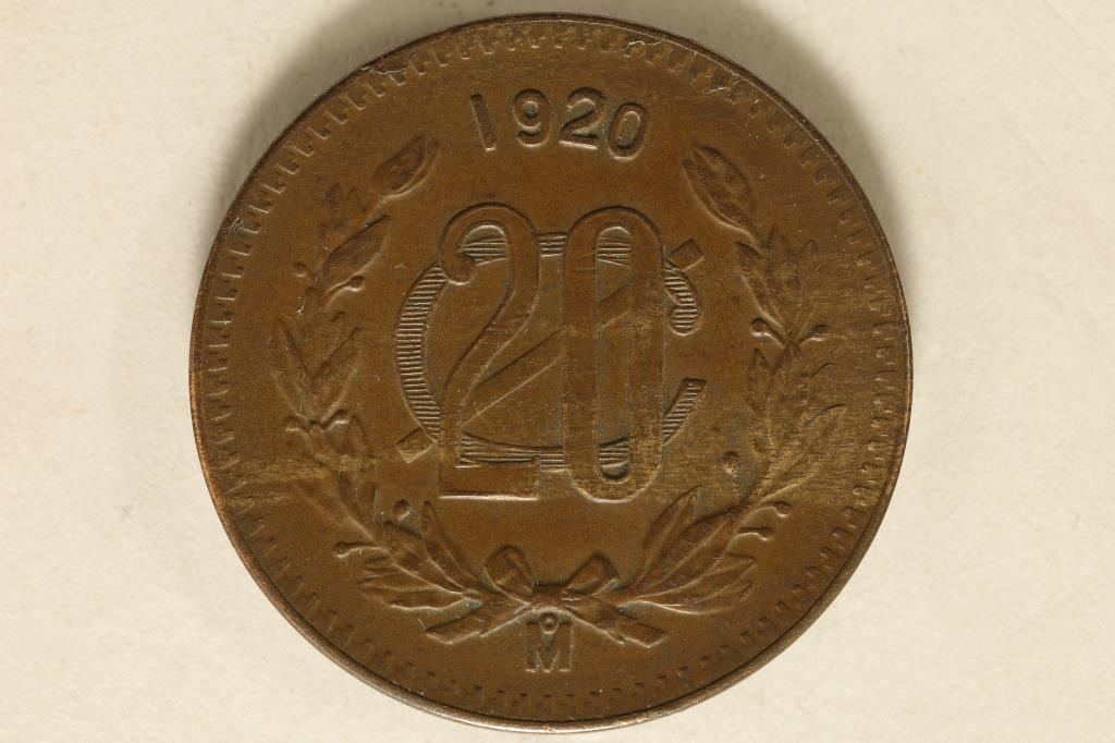 LOW MINT KEY DATE 1920 MEXICO 20 CENTAVOS KM-437 (1 of 2)