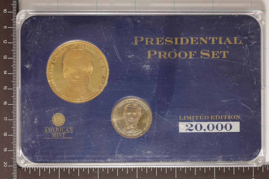 ABRAHAM LINCOLN PRESIDENTIAL PROOF SET INCLUDES (1 of 2)