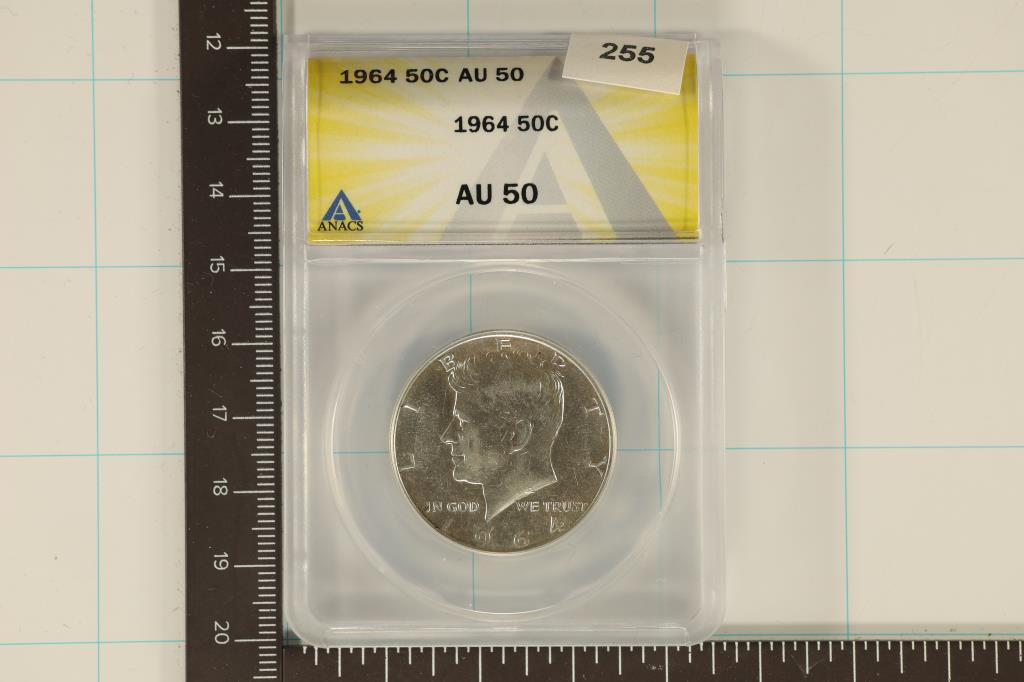 1964 SILVER KENNEDY HALF DOLLAR ANACS AU50 (1 of 2)