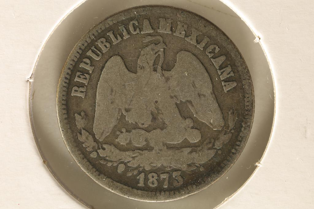 1873 MEXICO SILVER CAP & RAY 25 CENTAVOS .1964 OZ. (1 of 2)