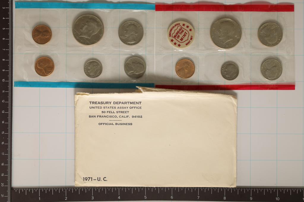 1971 US MINT SET (UNC) P/D/S (WITH ENVELOPE) (1 of 2)