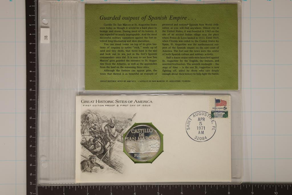 STERLING SILVER PROOF ROUND ON1971 FDC WITH INFO (1 of 2)