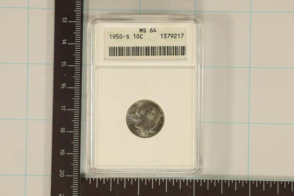 1950-S SILVER ROOSEVELT DIME ANACS MS64 (1 of 2)