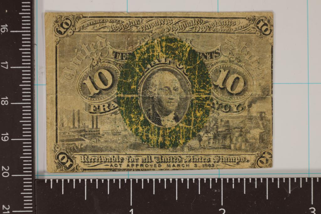 1863 US 10 CENT FRACTIONAL CURRENCY: WATCH FOR OUR NEXT AUCTION ON (MONDAY JULY 31st, 2023) AT 7PM EDT. THANKS FOR YOUR BUSINESS.