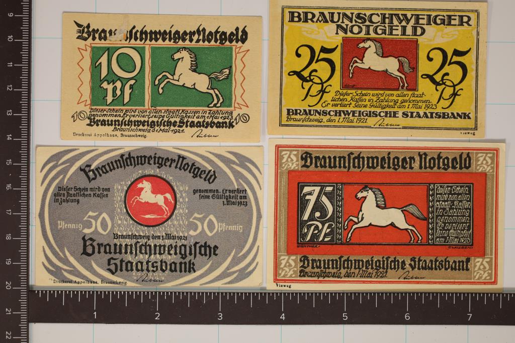4-1921 GERMAN BRAUNSCHWEIG NOTGELDS (CRISP UNC) (1 of 2)