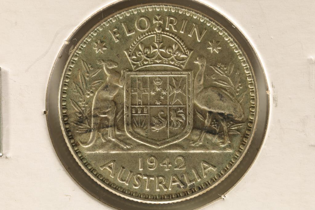 1942 AUSTRALIA SILVER FLORIN .3364 OZ. ASW (1 of 2)